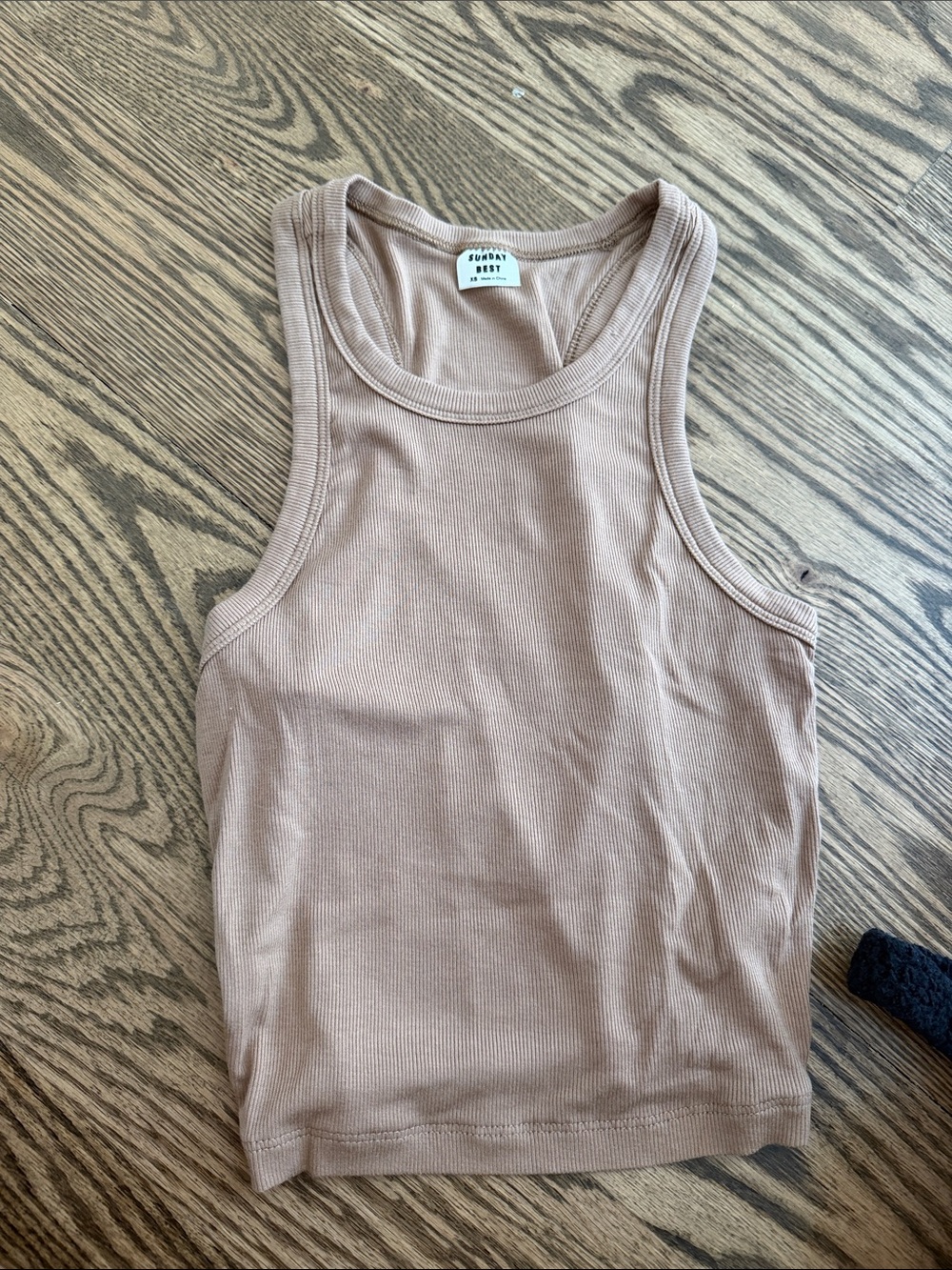 Sunday Best Neutral Ribbed Tank in Light Taupe